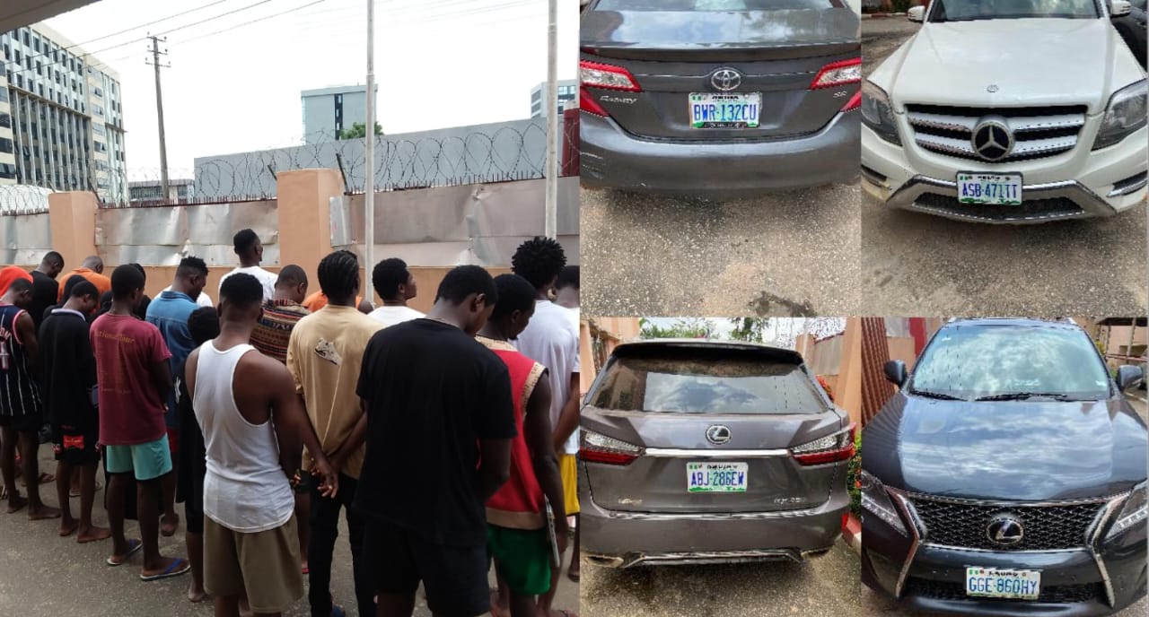 EFCC Arrests 48 Yahoo Boys, Recovers 9 Exotic Cars in Asaba