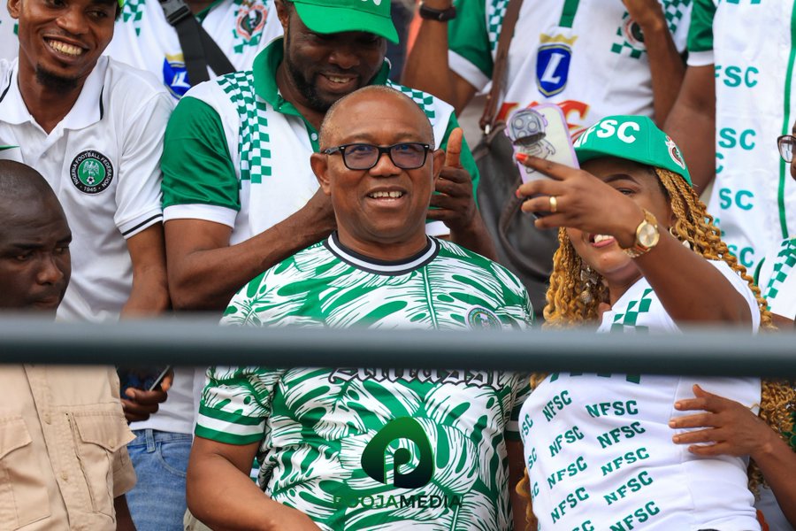 Peter Obi watches Nigeria vs Angola match in Ivory Coast