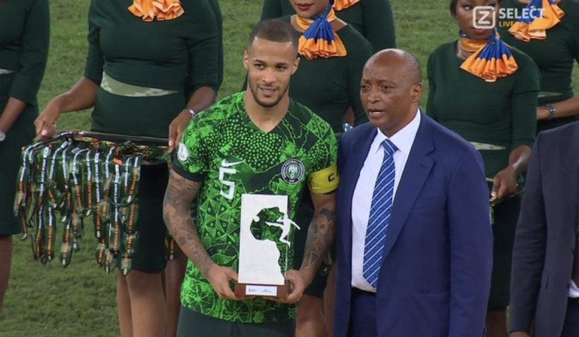 William Troost-Ekong with the best player (Player of the Tournament) award