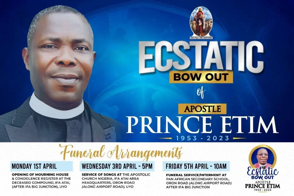 Late Apostolic Patriarch, Prince Etim set for burial