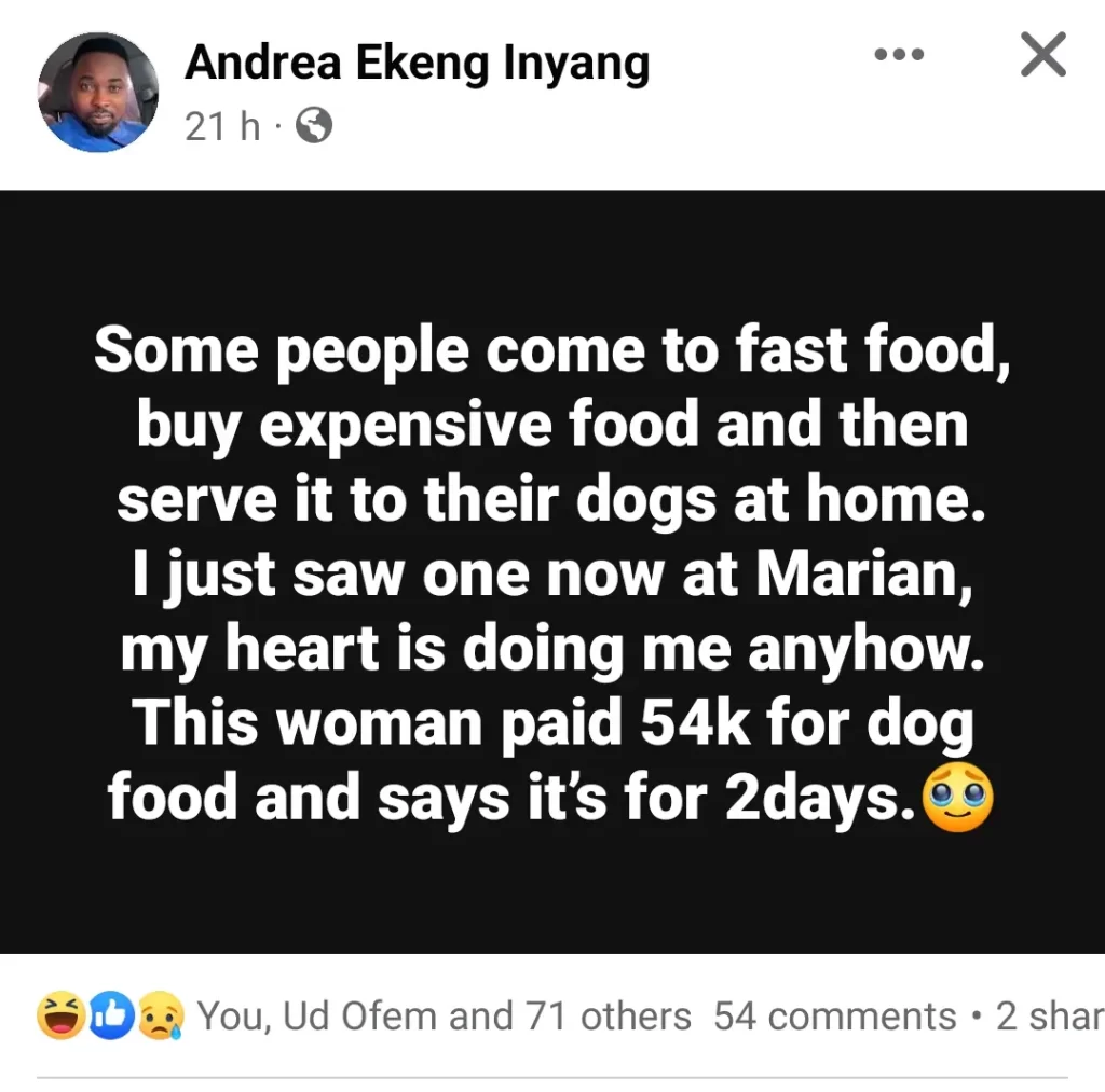 Governor's Aide fumes after woman paid 54k for fast food for her dog in Calabar