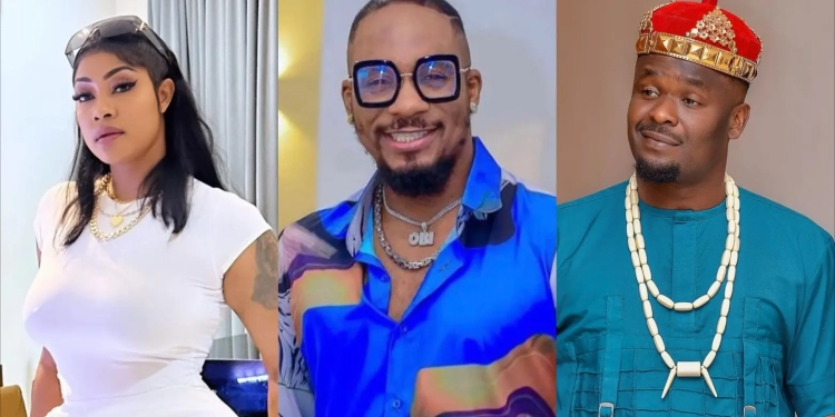 L-R: Angela Okorie; Junior Pope; Zubby Michael