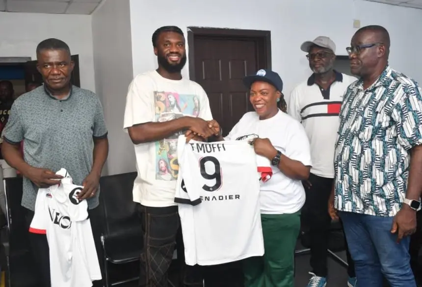 Terem Moffi spends holiday in Cross River, donates cash, football kits to female football club