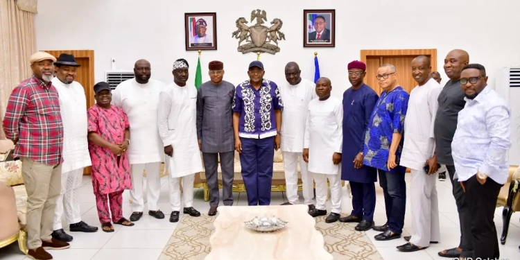 Governor Bassey Otu and Deputy Governor Peter Odey (Middle) with National Assembly Members in Cross River State