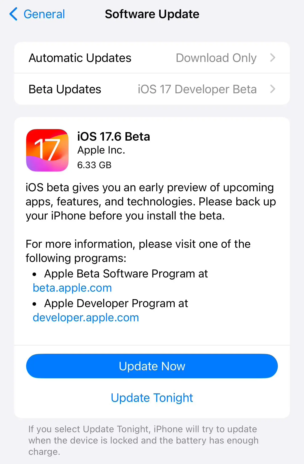 Apple iOS/iPadOS 17.6 Developer Preview Beta Released