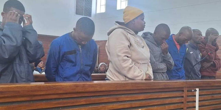 Lwandiso Mzaza (29), Lufefe Mzaza (28), Zithini Rhayisa (34), Yamkela Nonjojo (31), Odwa Nonjojo (34), Anelisiwe Nonjojo (32) and Mkhonzeni Ngcabangcosi (24) sentenced to life imprisonment by the High Court of South, Eastern Cape Division, Mthatha, sitting in Ntabankulu, for killing two sisters over witchcraft accusations