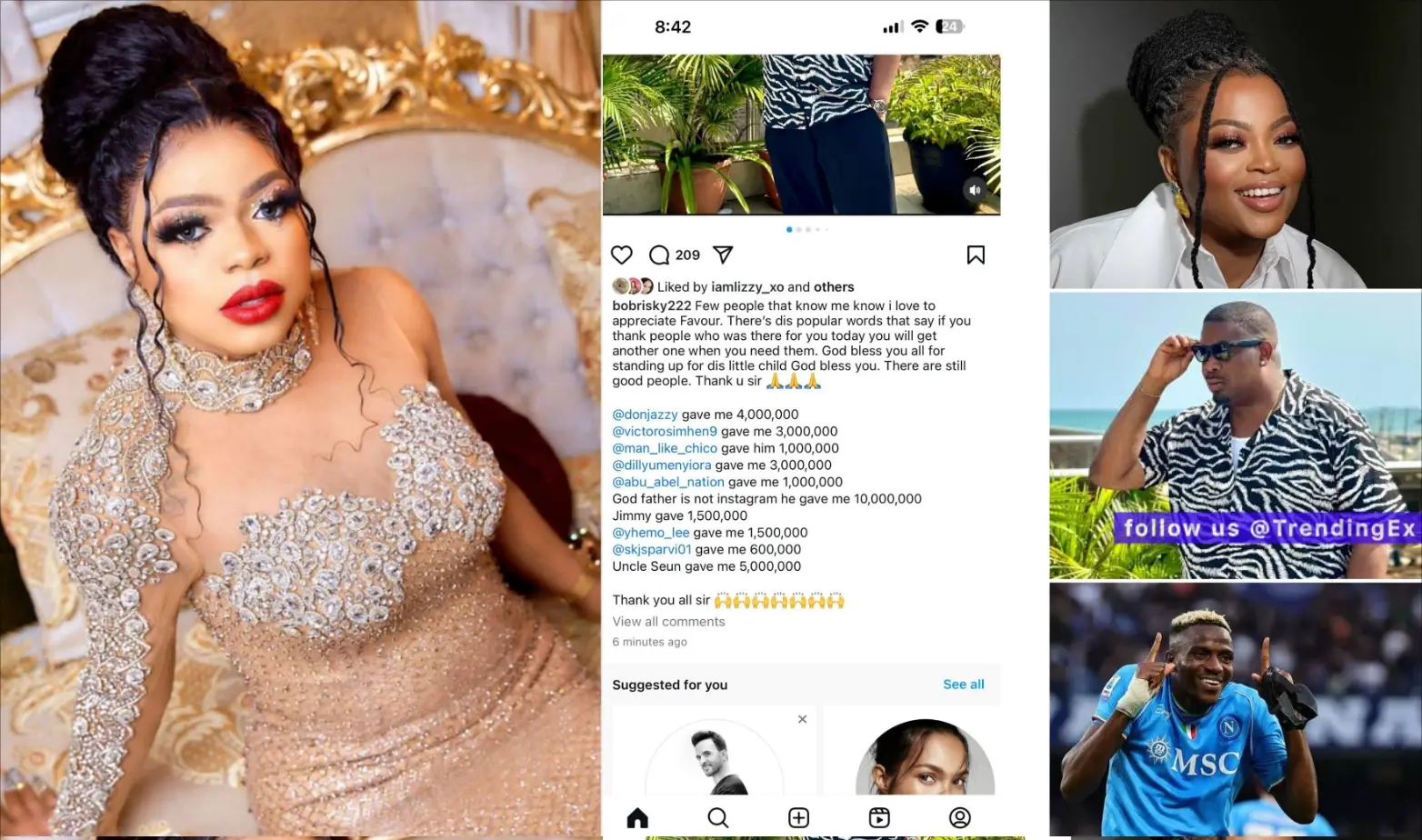 Bobrisky reveals he got N72m while in prison