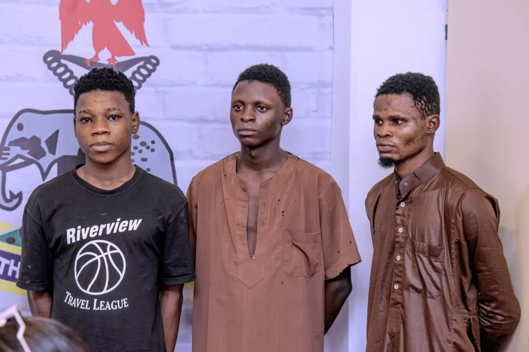 Sextortion suspects Abodunrin Rasheed, Abodunrin Tunde, and Abodunrin Rokeeb