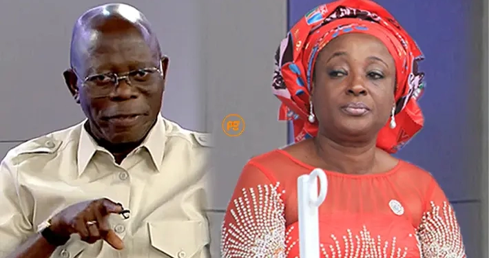 L-R: Adams Oshiomhole and Betsy Obaseki (Photo: Peoples Gazette)
