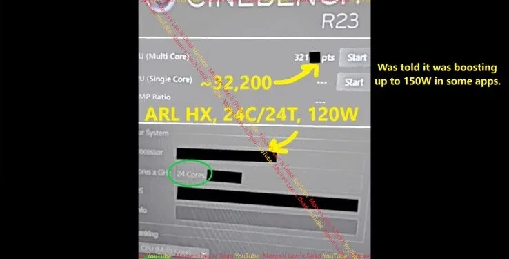 Intel Arrow Lake HX mobile processor Cinbench R23 score revealed: close to 32,200 points, 11% faster than Core i9-14900HX