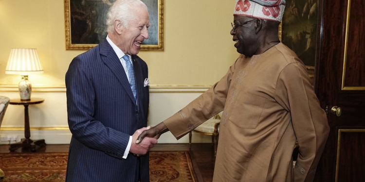 L-R: King Charles III and President Bola Tinubu