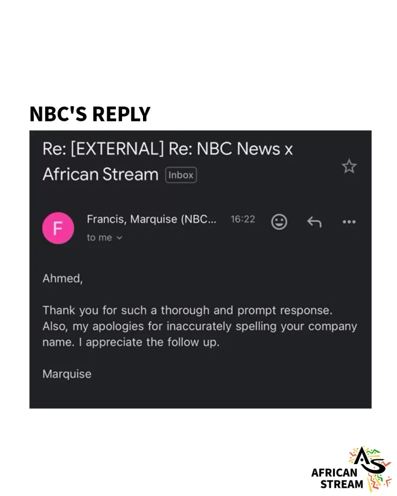 African Stream washes NBC off the media space