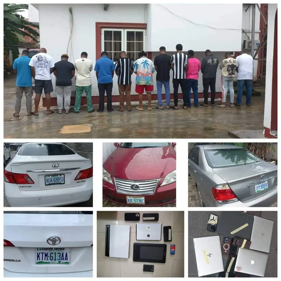 EFCC arrests 13 Yahoo Boys with exotic cars in Uyo