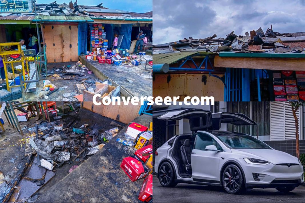 Tesla accessory shop on fire in Calabar Cross River State