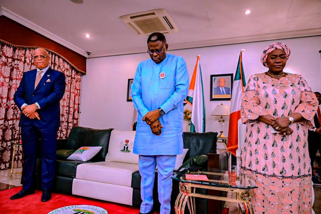 Governor Otu Pays Condolence Visit to Akwa Ibom Counterpart, Eno, Over Wife's Loss