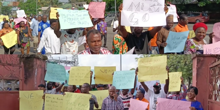 Cross River State PDP Members Protesting against Barr. Venatius Ikem
