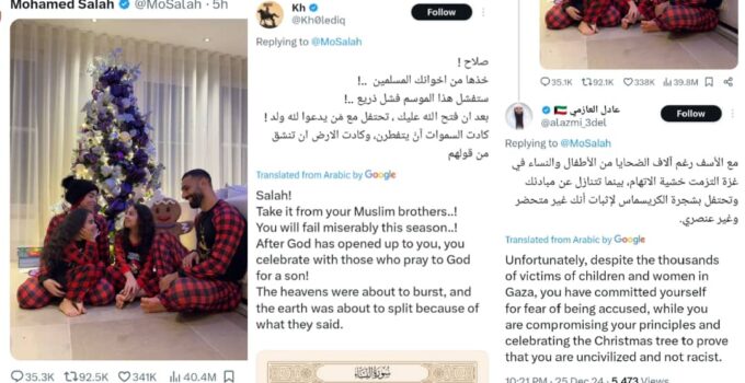 Muslim Extremists Attack Mo Salah Over Christmas Post