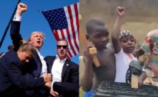 Reactions as Donald Trump Jr Shared Video of African Children Mimicking Father's Assassination Attempt