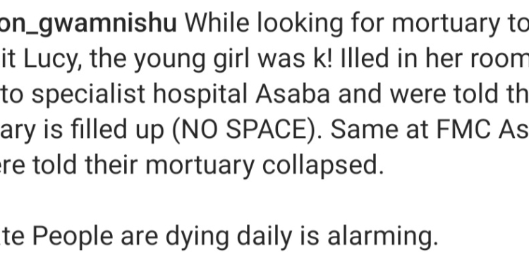 Activist Gwamnishi Expresses Alarm Over Rising Daily Death Rates as Mortuaries Reach Capacity with Murder Victim's Body