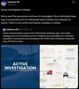 Fullerton Plane Crash: Dead Toll Rises to 2 With 18 Injured