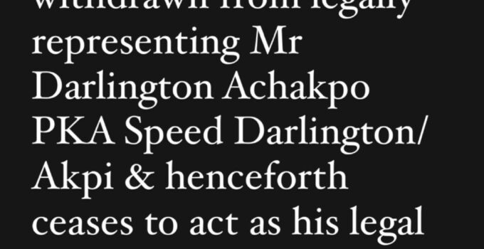 I Have Officially Ended My Representation of Akpi – Lawyer Stan Alieke Cuts Ties with Speed Darlington