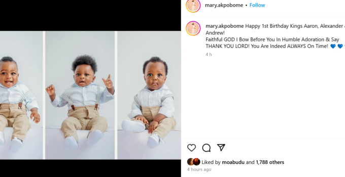 Alibaba's Wife Shares Heartwarming Photo of Their Triplets Celebrating Their First Birthday