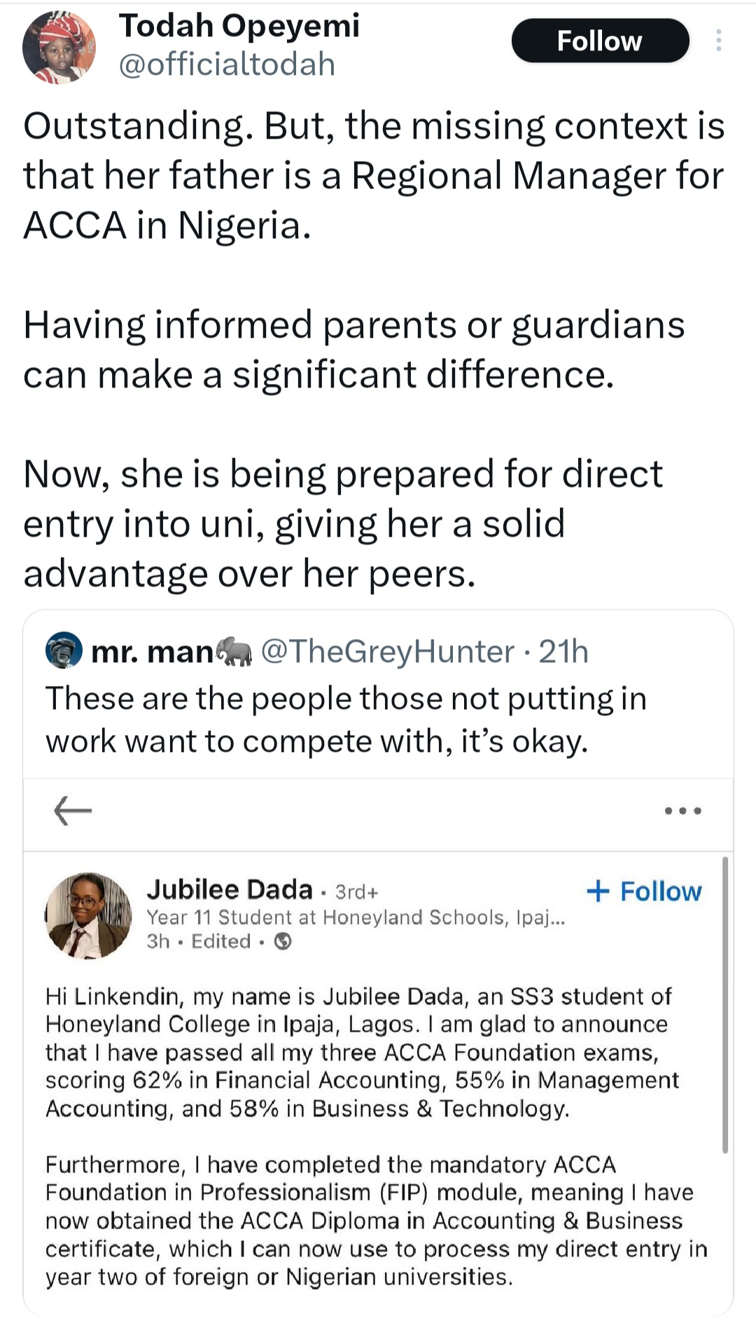 SS3 Student's LinkedIn Profile Ignites Discussion on X