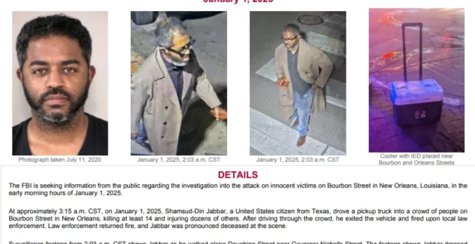 FBI Releases Surveillance Images of Suspect in Deadly Bourbon Street Truck Attack