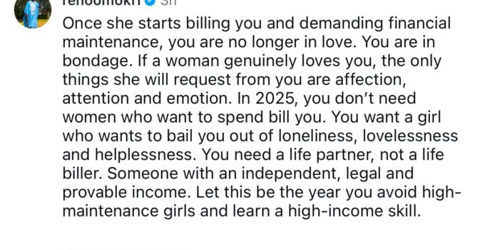 When a Woman Starts Seeking Financial Support, Love Transforms into Entanglement - Reno Omokri