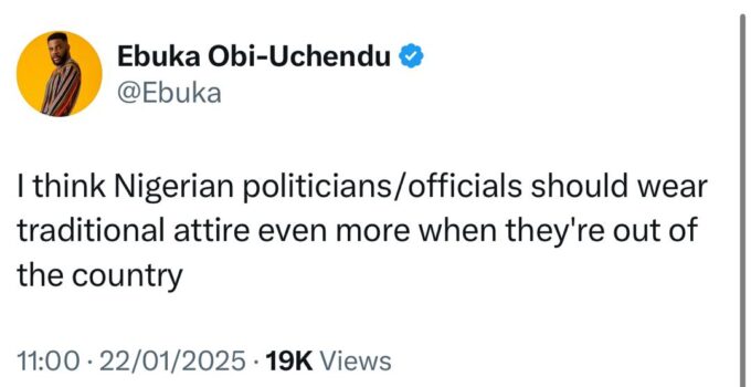 Media Personality Ebuka Obi-Uchendu Advocates for Nigerian Politicians to Embrace Traditional Attire Both Locally and Internationally