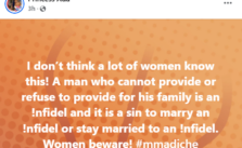 Nigerian Woman States: A Man Who Fails to Support His Family is an Infidel