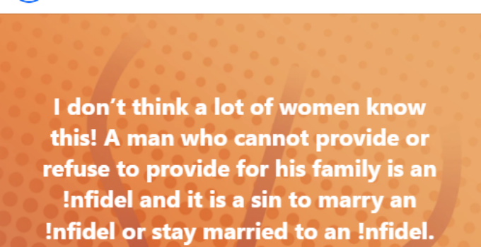 Nigerian Woman States: A Man Who Fails to Support His Family is an Infidel