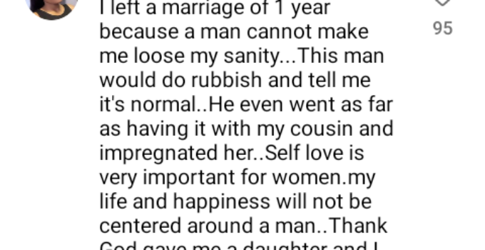 Nigerian Woman Shares Shocking Reason for Leaving Her One-Year Marriage: Her Ex-Husband Impregnated Her Cousin