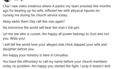 Abia Pastor Whose Team Arrested for Assaulting His Wife Cursed Me During Church Service, Claims Human Rights Activist