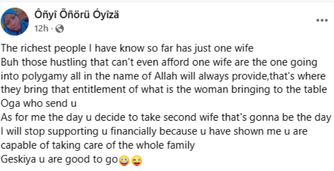 To Whom It May Concern: A Married Nigerian Woman's Warning - If You Choose to Take a Second Wife, I Will Withdraw My Financial Support