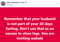 Nigerian Woman Encourages Women to Embrace 30 Days of Fasting Without Using Their Husbands as an Excuse