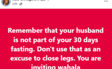 Nigerian Woman Encourages Women to Embrace 30 Days of Fasting Without Using Their Husbands as an Excuse