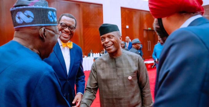 Vice President Yemi Osinbajo and Bola Tinubu Meet in Tanzania (Photos)