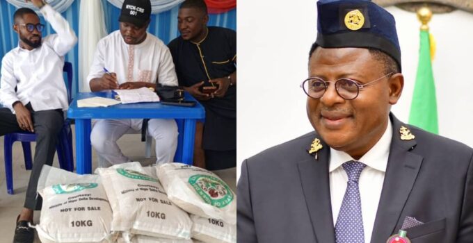 NYCN Chairman Distributes Rice to Youths, Commends Governor Otu for His Support