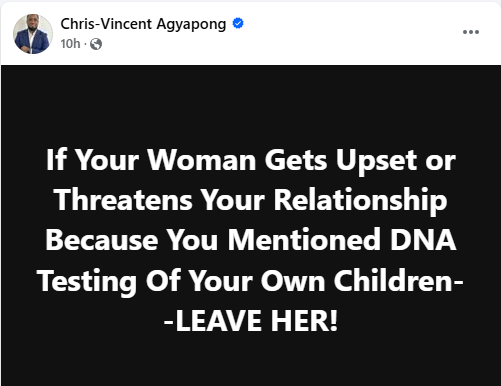 Ghanaian Lawyer Urges Men to Walk Away if Their Partner Threatens the Relationship Over a DNA Test