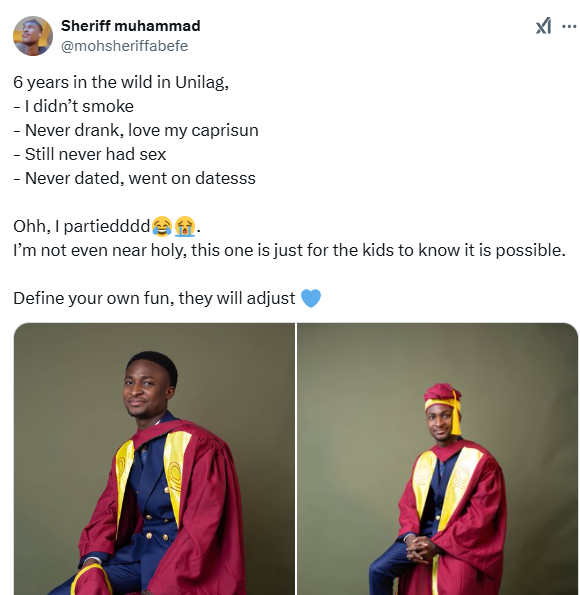 Young Man Graduates from UNILAG: A Journey of Sobriety and Focus, Living Life Without Smoking, Drinking, Dating, or Sexual Relations