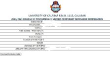 UNICAL Releases Postgraduate Admission List