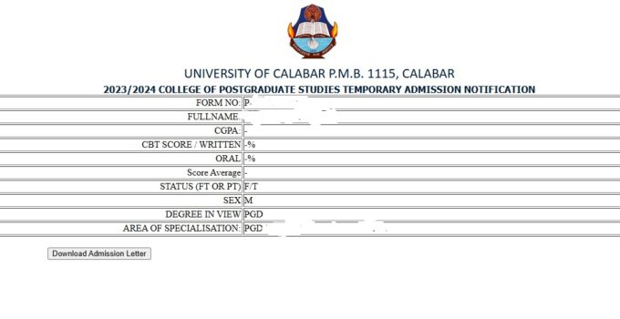 UNICAL Releases Postgraduate Admission List