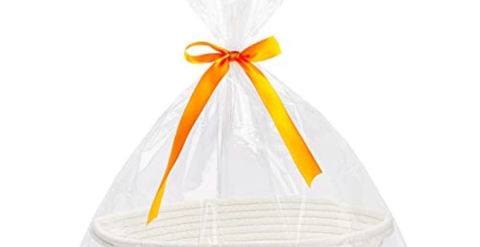 Pro Goleem Small Woven Storage Basket with Gift Bags and Ribbons – Perfect for Valentine’s Day! Durable 12″x8″x5″ Rope Basket for Baby Toys with Handles, Now 33% Off!