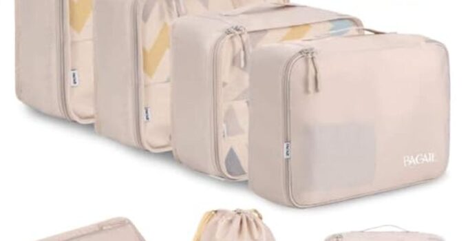 BAGAIL 8-Piece Packing Cube Set for Travel - Cream Luggage Organizers, Now 42% Off!