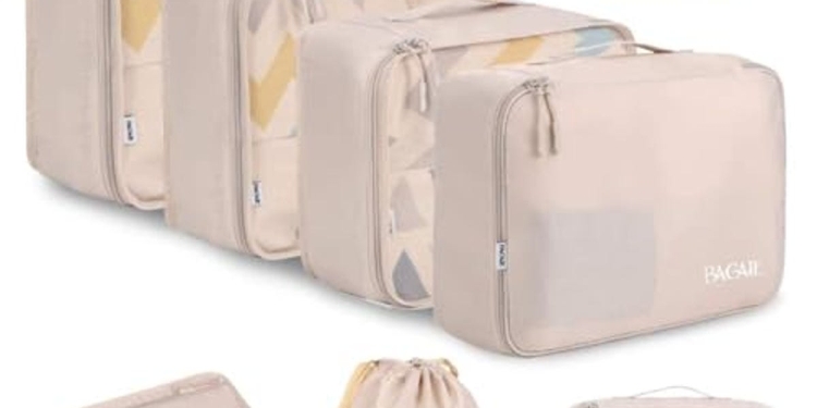 BAGAIL 8-Piece Packing Cube Set for Travel - Cream Luggage Organizers, Now 42% Off!