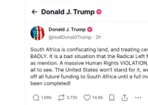 Trump Plans to Halt Funding for South Africa Due to Land Seizure Policy