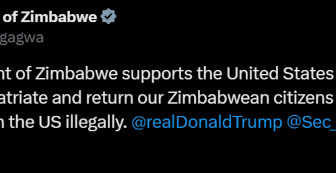 Zimbabwe’s President Mnangagwa Applauds Donald Trump’s Decision to Deport Hundreds of Zimbabweans from the US