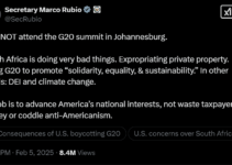 US Secretary of State Marco Rubio Announces He Will Skip G20 Meeting in South Africa