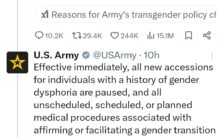 The US military will no longer accept transgender individuals for enlistment.